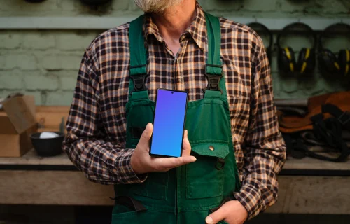 Google Pixel 6 mockup in crafter's hand