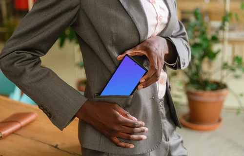 Google Pixel 6 mockup in the office