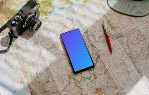 Google Pixel 6 mockup on a map