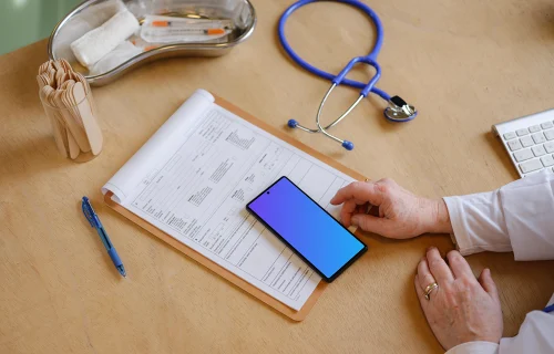 Google Pixel 6 mockup on the medical report