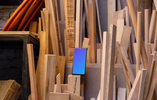 Google Pixel 6 mockup on wooden boards