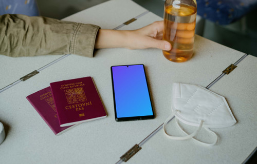 Google Pixel 6 mockup with passports