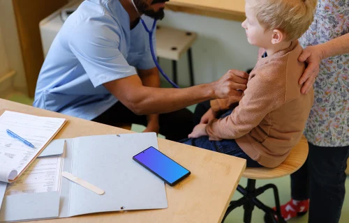 Google Pixel in the children's doctor's office