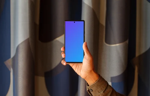 Google Pixel mockup and textured curtain background