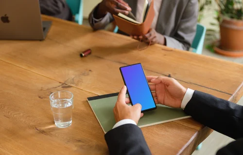 Google Pixel mockup in business environment