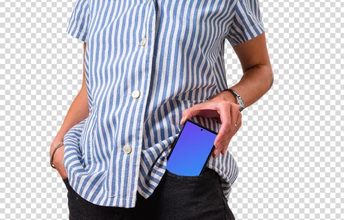 Google Pixel mockup in jeans pocket