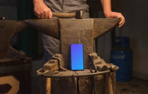 Google Pixel mockup in workshop