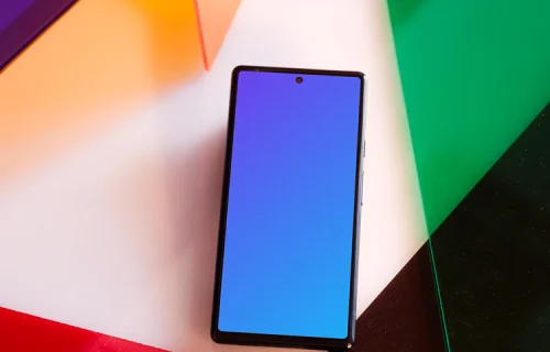Google Pixel mockup on multicolored background