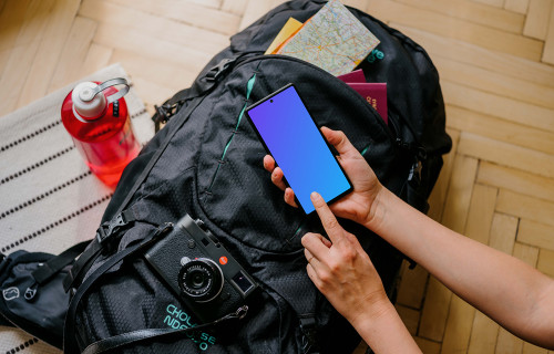 Hand pointing on a Google Pixel mockup
