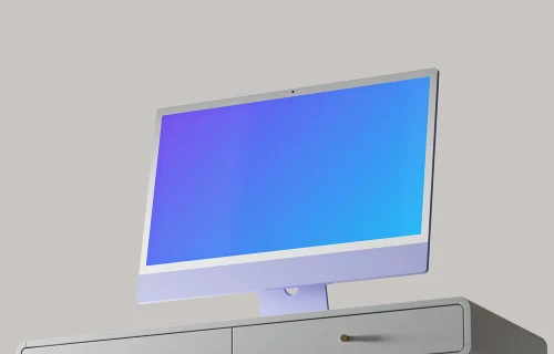 iMac mockup on a modern desk