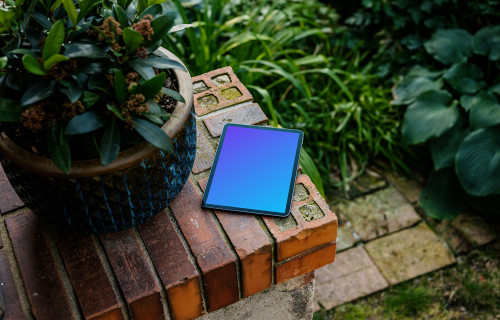 iPad Air mockup in garden