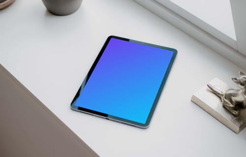 iPad Air mockup on a white slab