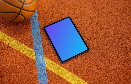 iPad Air mockup on basketball playground
