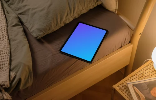 iPad Air mockup on bed