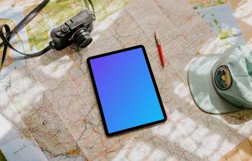 iPad Air mockup on map