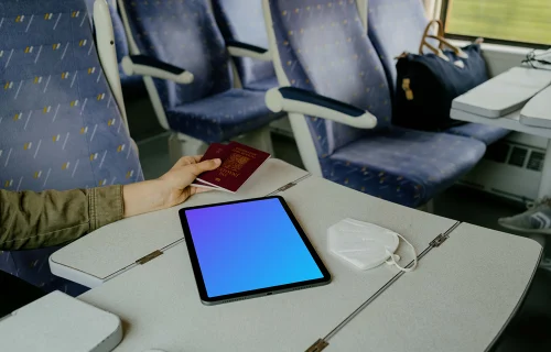 iPad Air mockup on train table