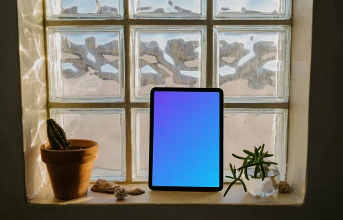 iPad Air mockup placed before a window