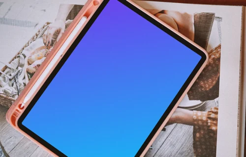 iPad Air mockup with a purple case