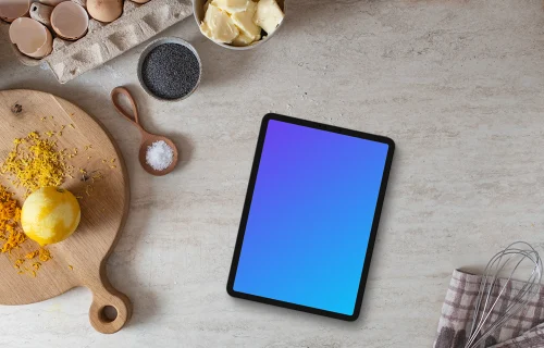 iPad mockup in the modern kitchen
