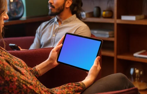 iPad mockup in the office setting