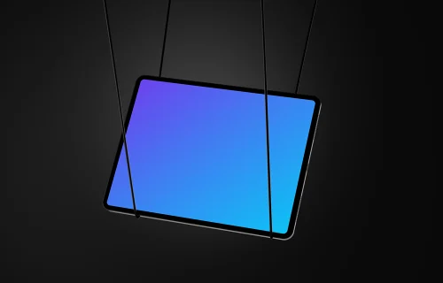 iPad Pro 12.9 mockup with dark monochrome background