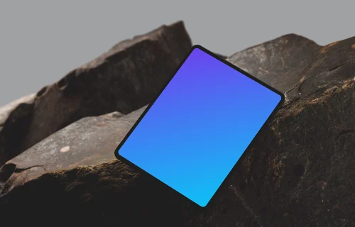 iPad Pro mockup on rugged stone surface