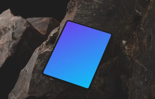 iPad Pro mockup on rugged stone surface