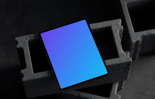 iPad Pro mockup with concrete blocks