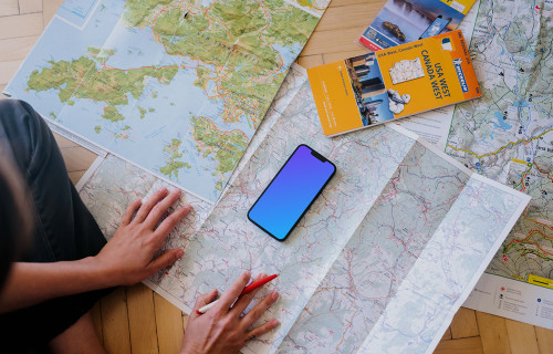 iPhone 13 mockup on map