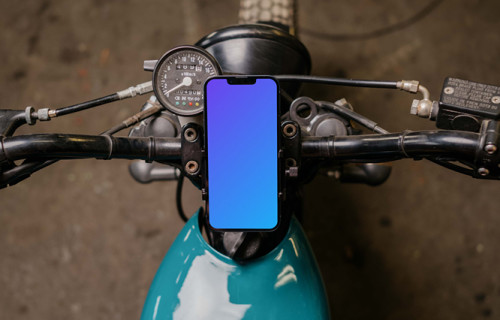 iPhone 13 Pro mockup on a motorcycle