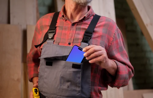 iPhone 14 Pro in a crafter's pocket
