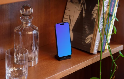 iPhone 14 Pro mockup on the shelf