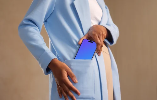 iPhone 15 Pro Mockup in Woman's Hand