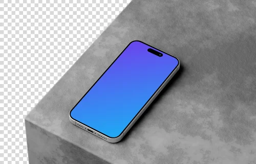 iPhone 15 Pro mockup on textured rock surface
