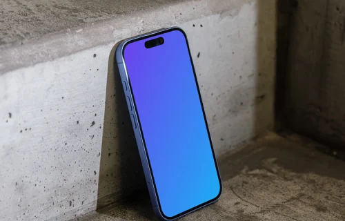 iPhone 16 mockup on a concrete step