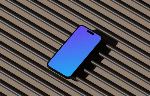 iPhone 16 mockup on striped surface