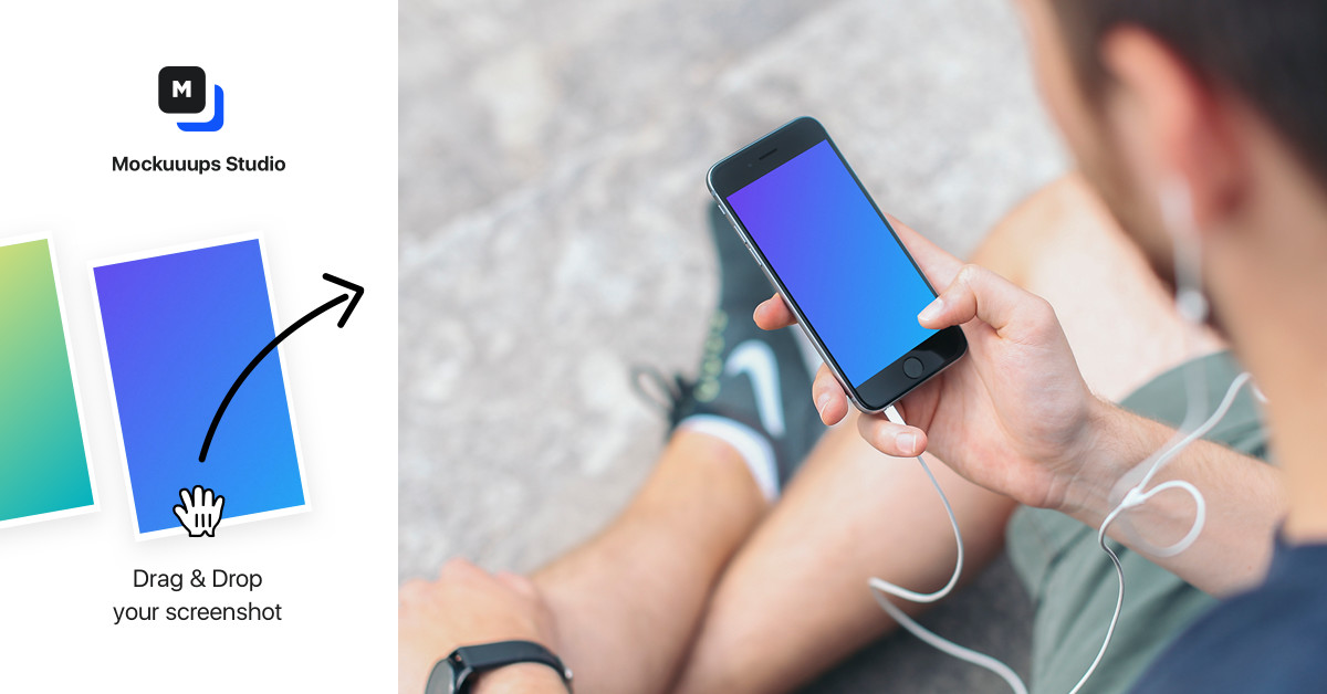 Download Iphone 6 Mockup Space Gray With Headphones Mockuuups Studio