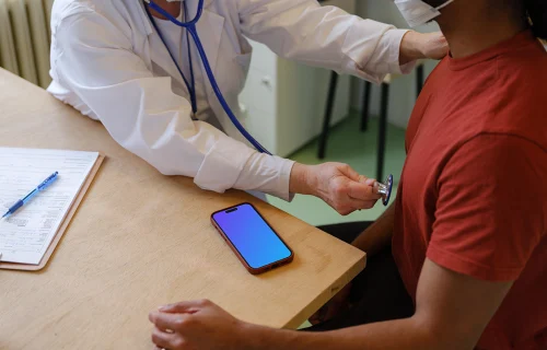 iPhone mockup in the medical environment