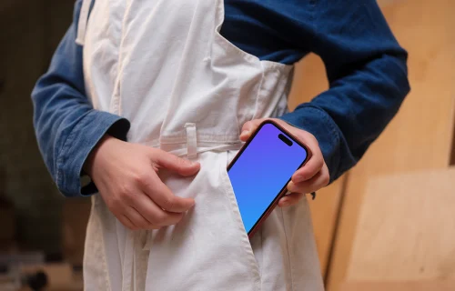 iPhone mockup in workshop