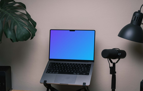 Laptop Mockup in the music studio