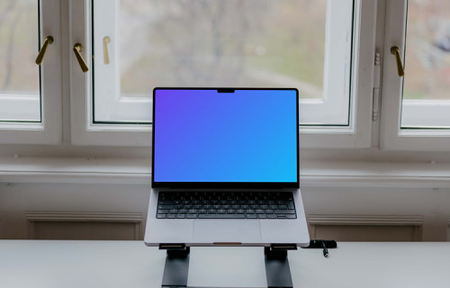 Laptop mockup in the standing dock