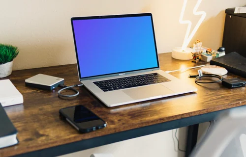 Laptop mockup on working desk