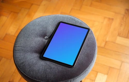 Lounge setting with iPad mockup