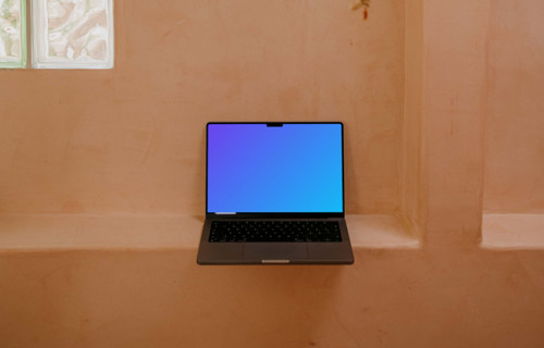 MacBook Air mockup next to a window 