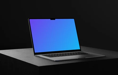 MacBook Air mockup on a textured dark surface