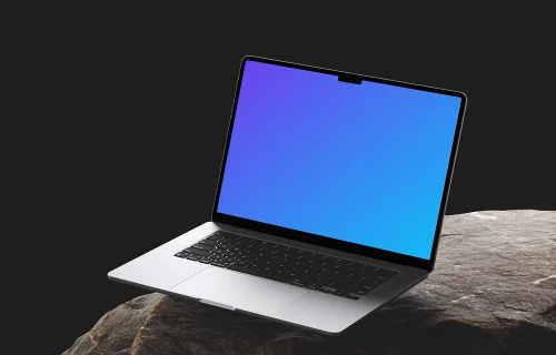 MacBook Air mockup on a textured stone surface