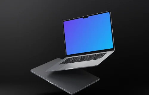 MacBook Air mockup with isometric floating angle