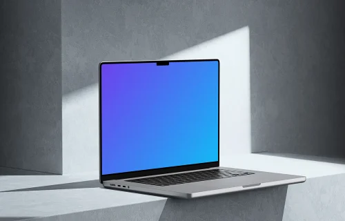 MacBook Pro 16-inch mockup in a modern minimalist setting