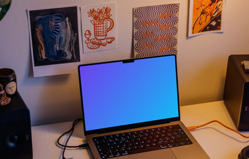MacBook Pro Podcast Studio Mockup
