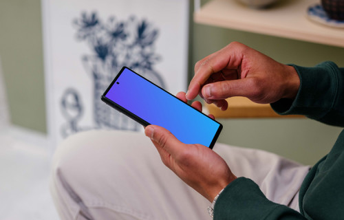 Male hand pointing on Google Pixel 6 mockup